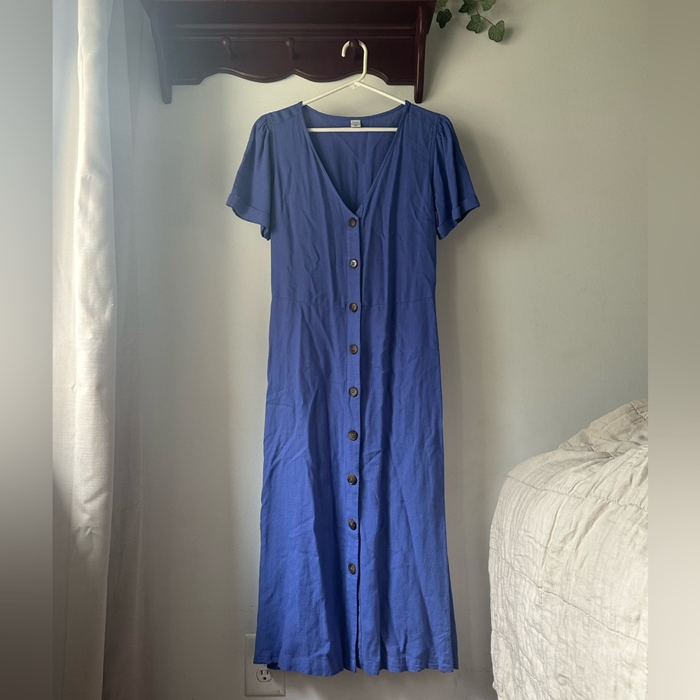 Old Navy Perwinkle Blue/Purple V Neck Button Dress Size Medium
